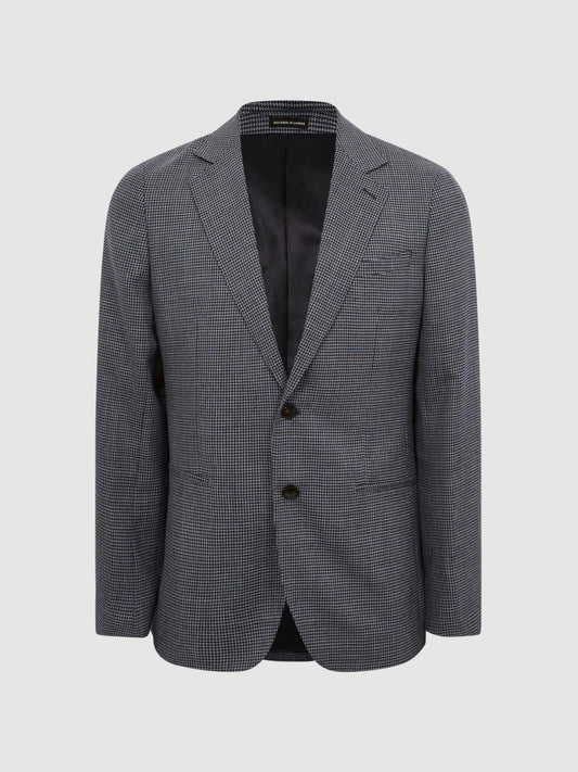 Reiss Blazers | Leadenhall Single Breasted Dogtooth Blazer Navy - Men