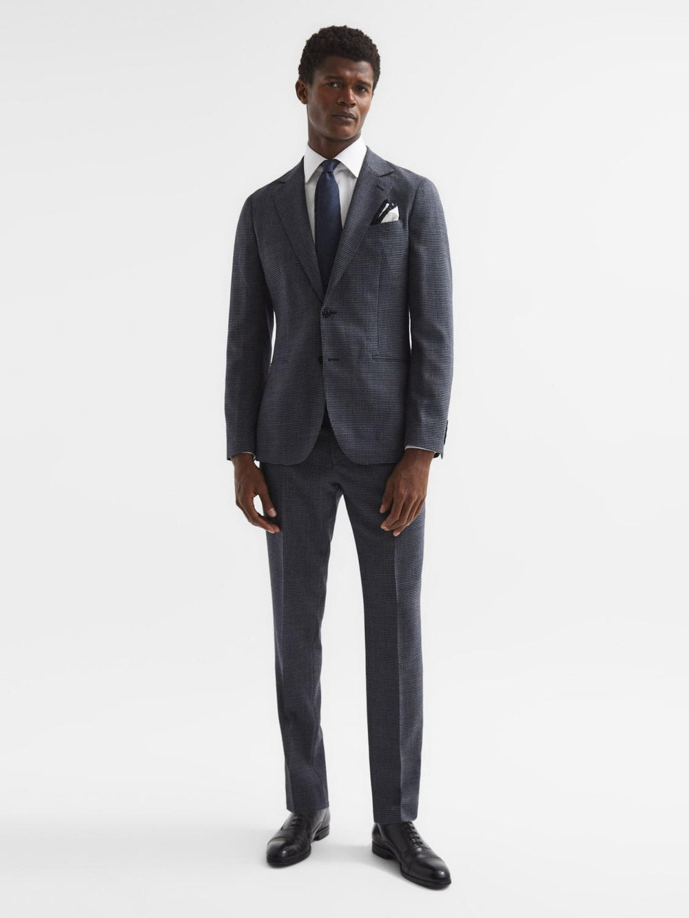 Reiss Blazers | Leadenhall Single Breasted Dogtooth Blazer Navy - Men