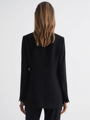 Reiss Blazers | Margeaux Collarless Double-Breasted Blazer Black - Women