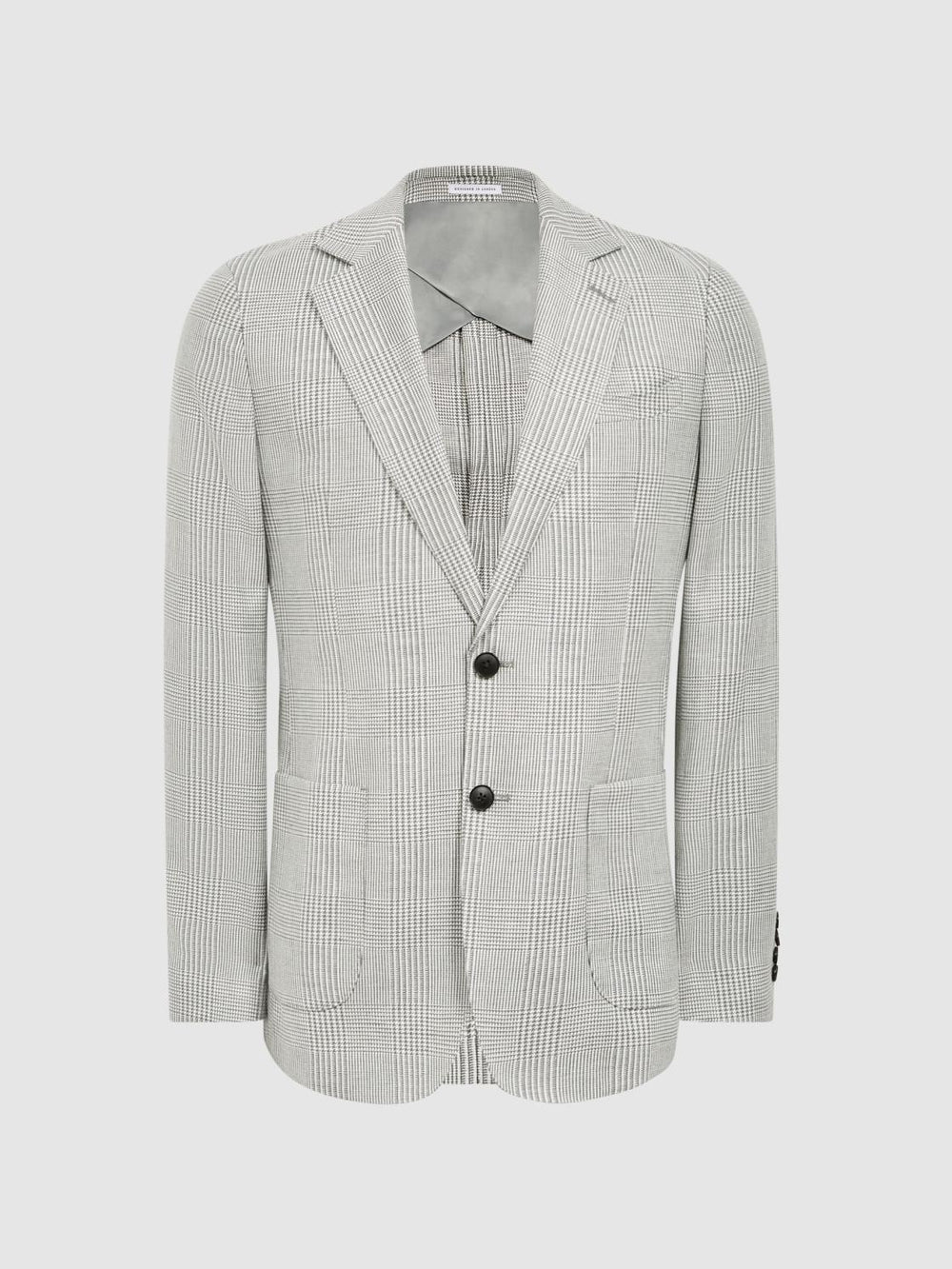 Reiss Blazers | Matinee Single Breasted Prince Of Wales Check Blazer Grey - Men