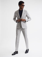 Reiss Blazers | Matinee Single Breasted Prince Of Wales Check Blazer Grey - Men
