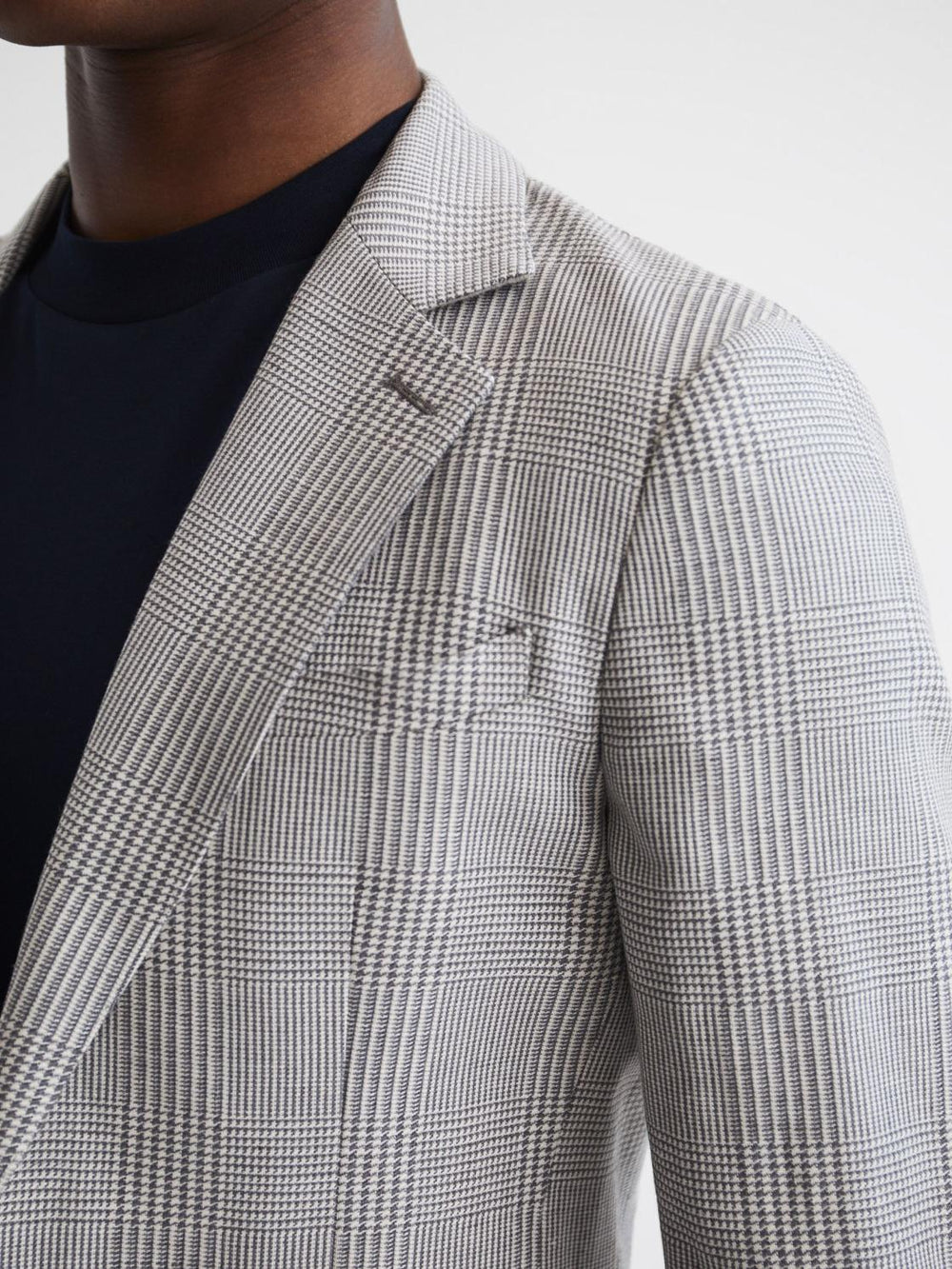 Reiss Blazers | Matinee Single Breasted Prince Of Wales Check Blazer Grey - Men