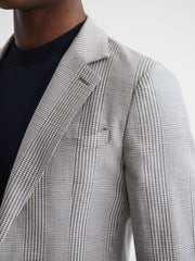 Reiss Blazers | Matinee Single Breasted Prince Of Wales Check Blazer Grey - Men