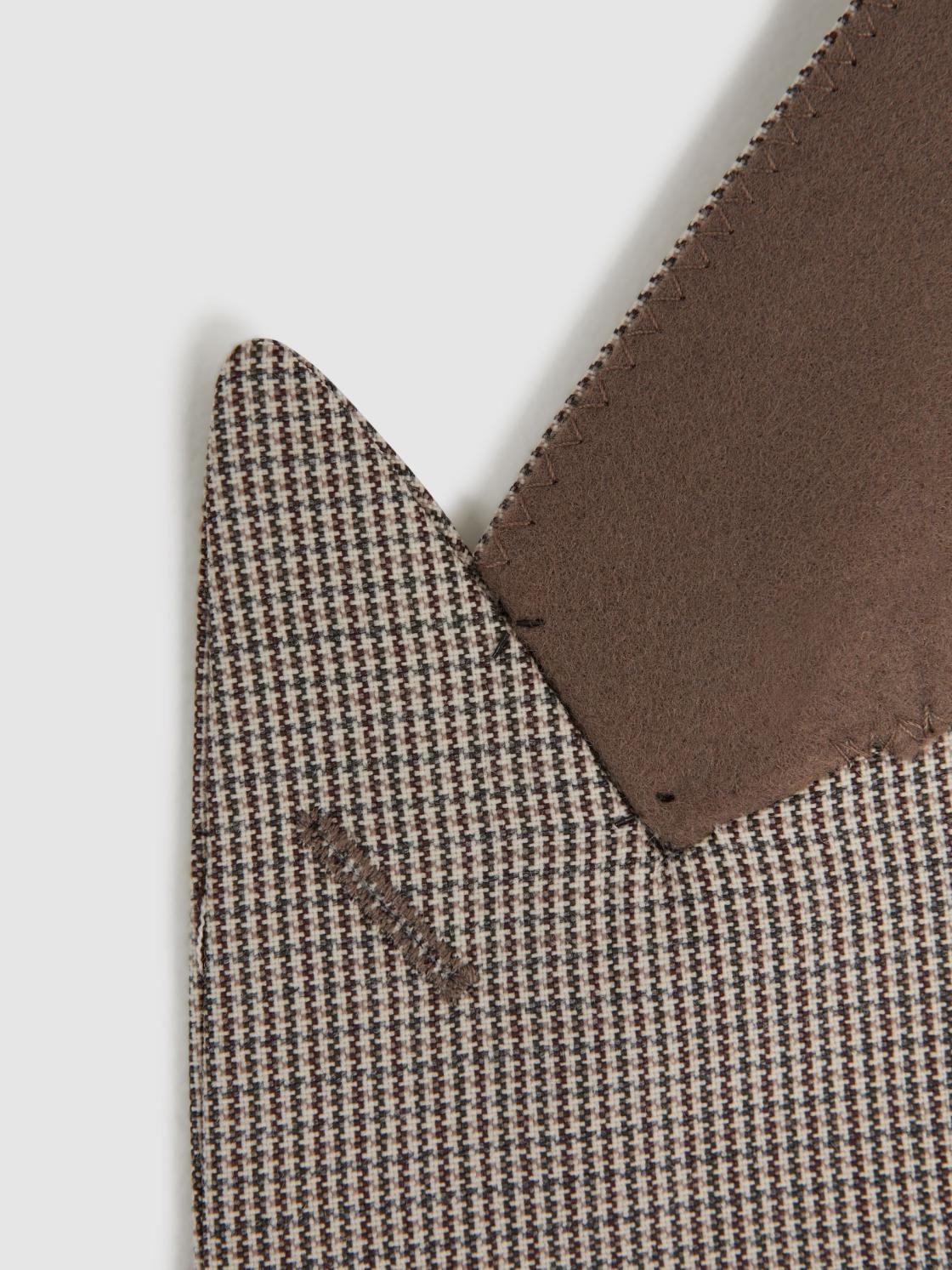 Reiss Blazers | Pew Slim Fit Wool Single Breasted Puppytooth Blazer Brown - Men