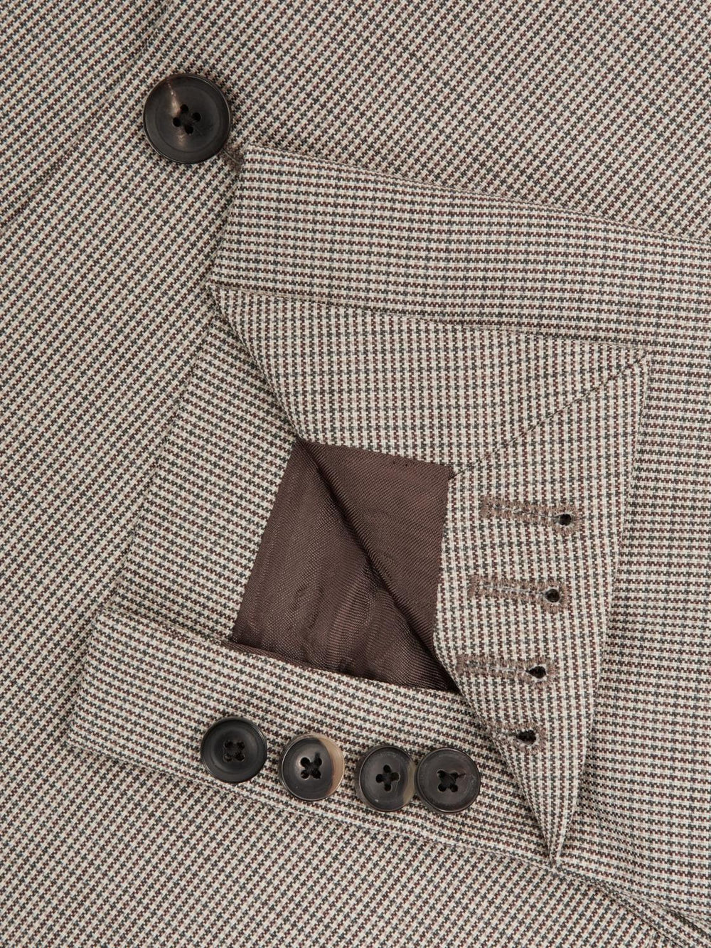 Reiss Blazers | Pew Slim Fit Wool Single Breasted Puppytooth Blazer Brown - Men