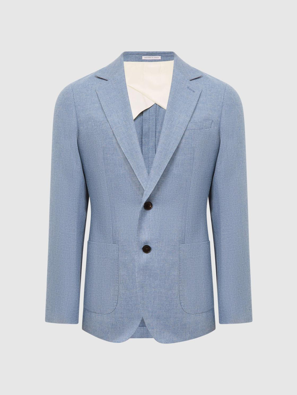 Reiss Blazers | Ravenswood Single Breasted Patch Pocket Blazer Soft Blue - Men
