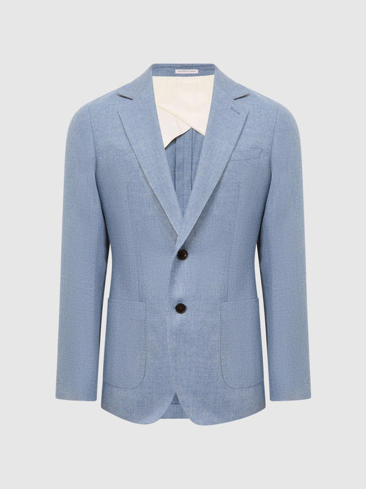 Reiss Blazers | Ravenswood Single Breasted Patch Pocket Blazer Soft Blue - Men