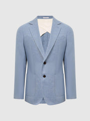 Reiss Blazers | Ravenswood Single Breasted Patch Pocket Blazer Soft Blue - Men