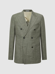 Reiss Blazers | Riva Slim Fit Double Breasted Wool-Linen Blazer Sage - Men