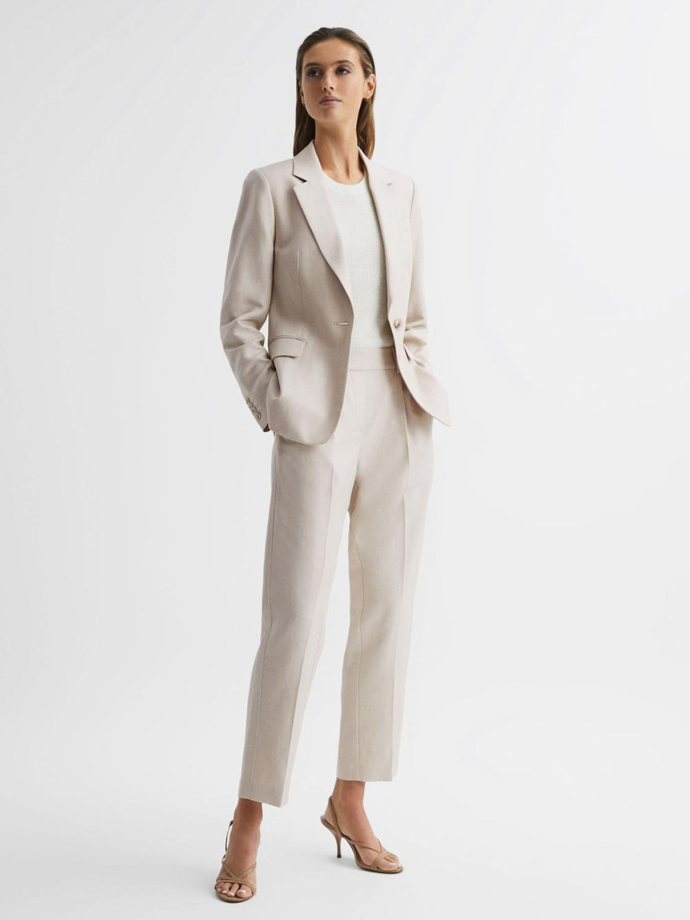 Reiss Blazers | Shae Single Breasted Tailored Blazer Oatmeal - Women
