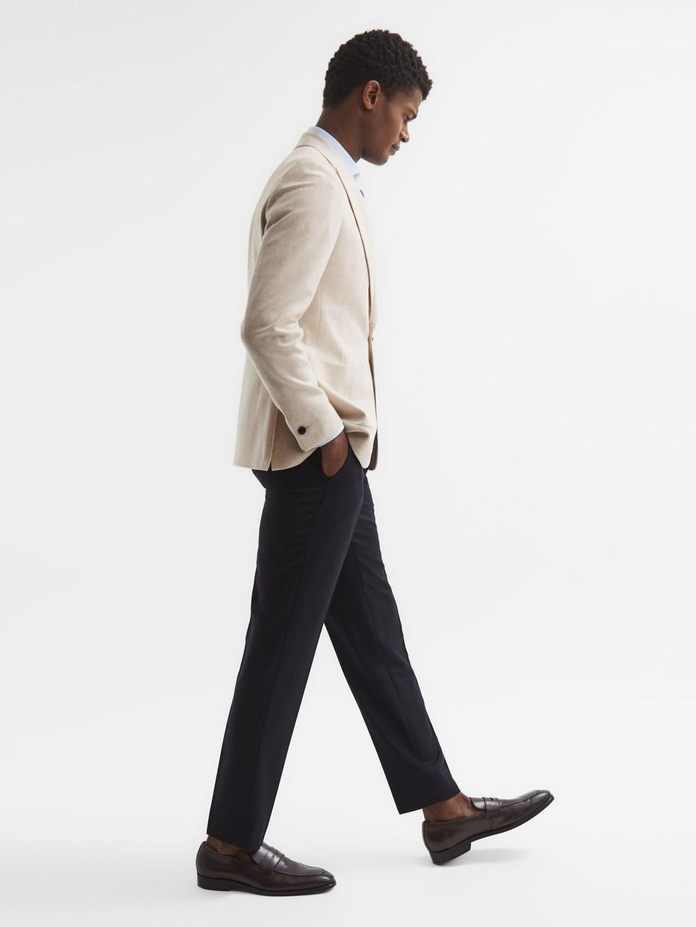 Reiss Blazers | Tella Slim Fit Single Breasted Brushed Wool Blazer Stone - Men