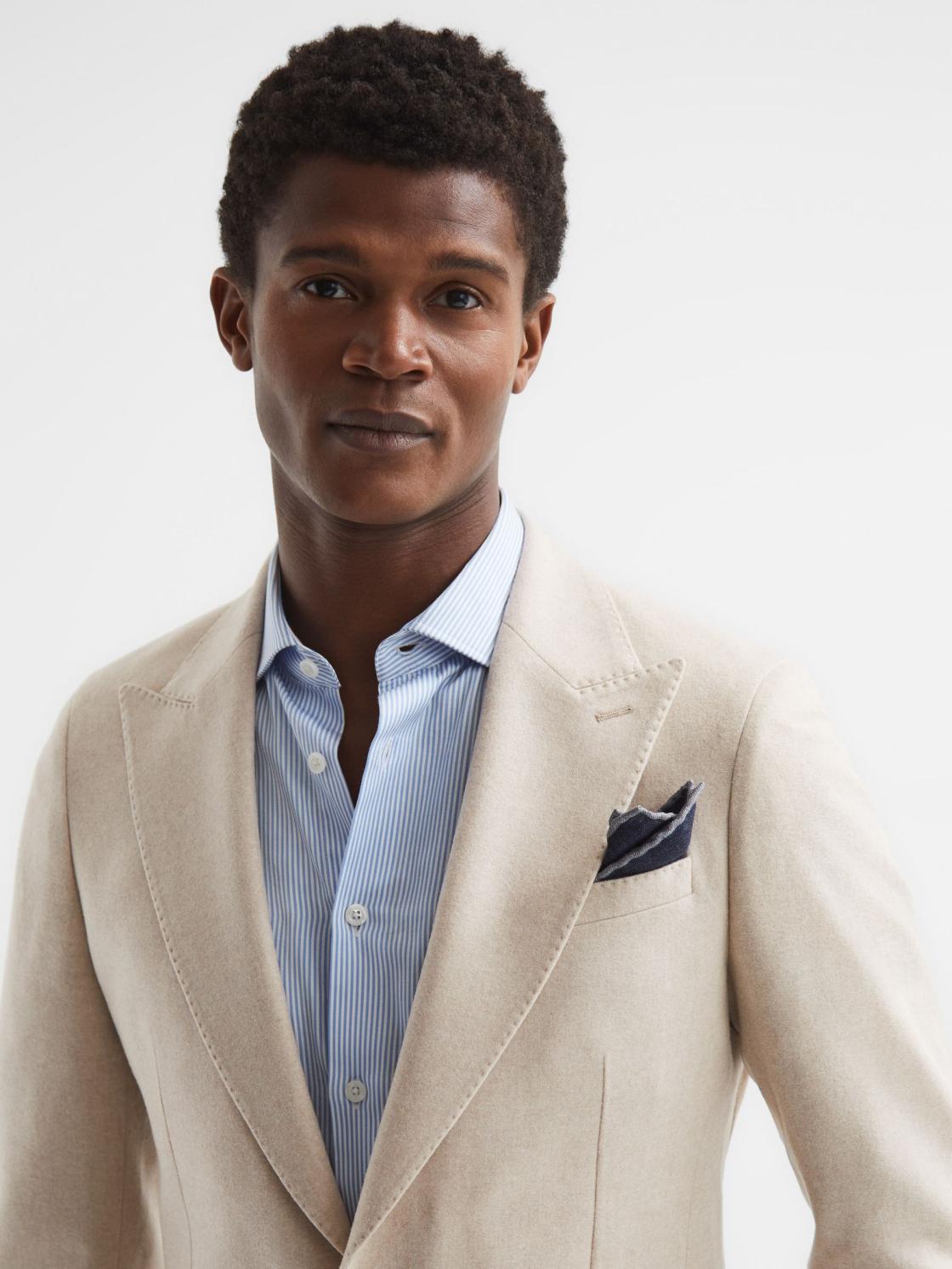 Reiss Blazers | Tella Slim Fit Single Breasted Brushed Wool Blazer Stone - Men