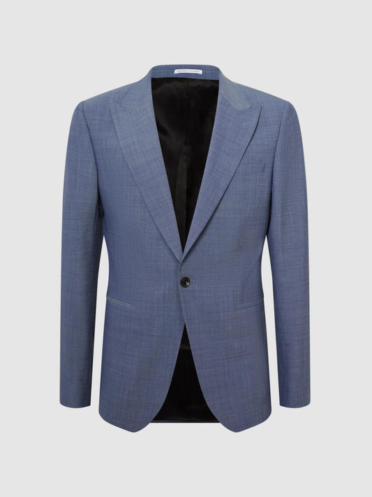 Reiss Blazers | Wish Slim Fit Single Breasted Wool Blend Blazer Soft Blue - Men