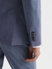 Reiss Blazers | Wish Slim Fit Single Breasted Wool Blend Blazer Soft Blue - Men