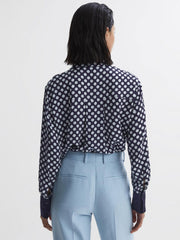 Reiss Blouses &amp; Shirts | Ezra Polka Dot Long Sleeve Neck Tie Blouse Navy/white - Women