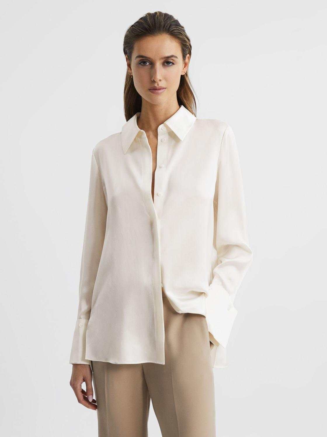 Reiss Blouses &amp; Shirts | Hailey Silk Shirt Ivory - Women