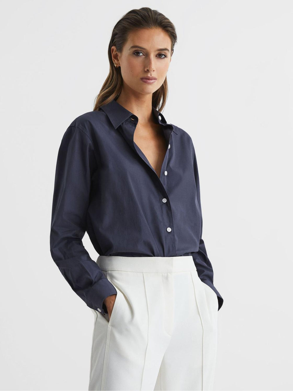Reiss Blouses &amp; Shirts | Jenny Cotton Shirt Navy - Women