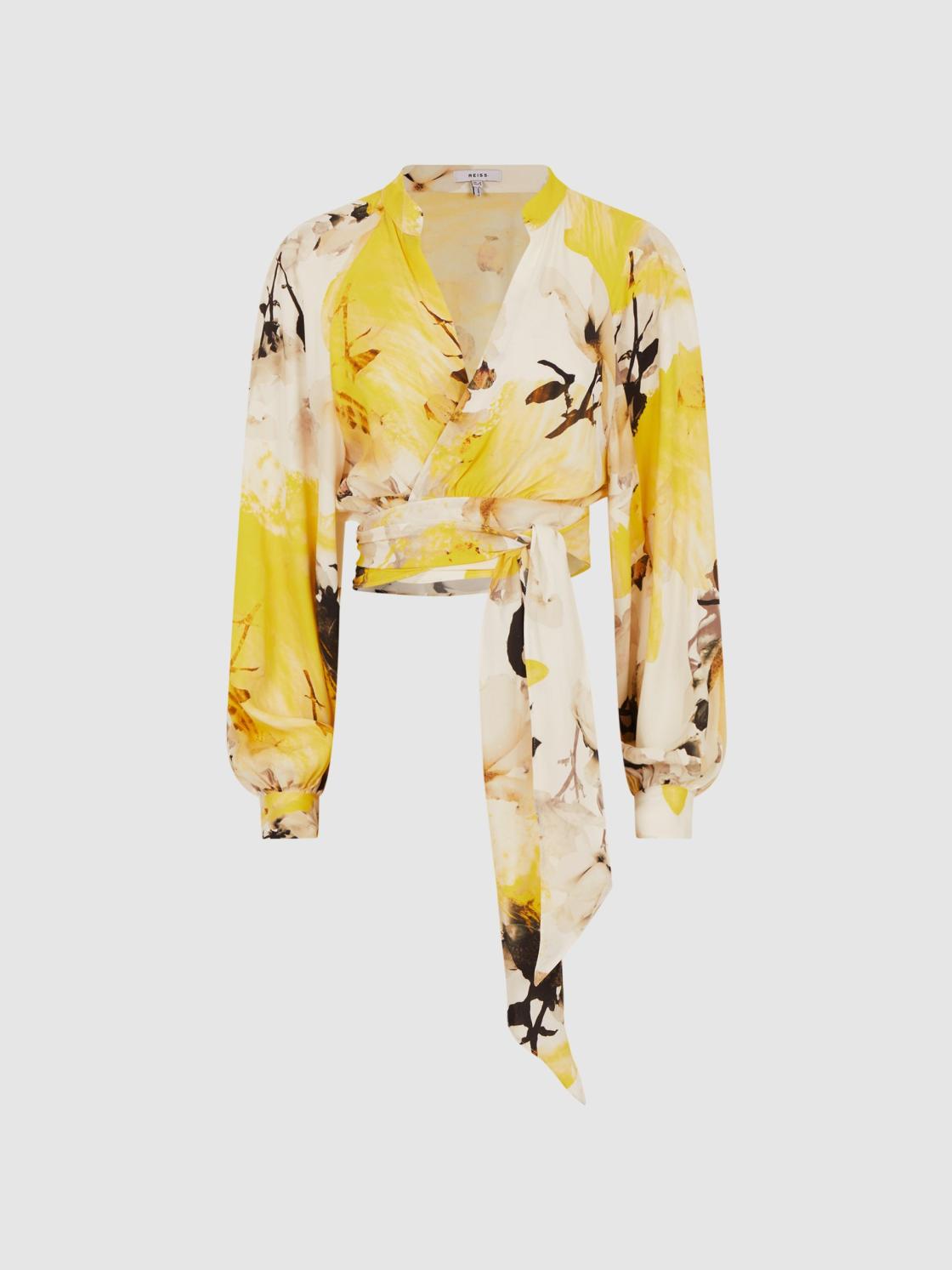 Reiss Blouses &amp; Shirts | Odette Floral Print Cropped Blouse Yellow - Women