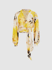 Reiss Blouses &amp; Shirts | Odette Floral Print Cropped Blouse Yellow - Women
