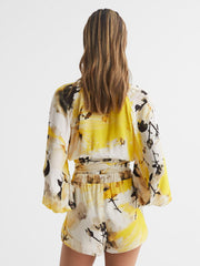 Reiss Blouses &amp; Shirts | Odette Floral Print Cropped Blouse Yellow - Women