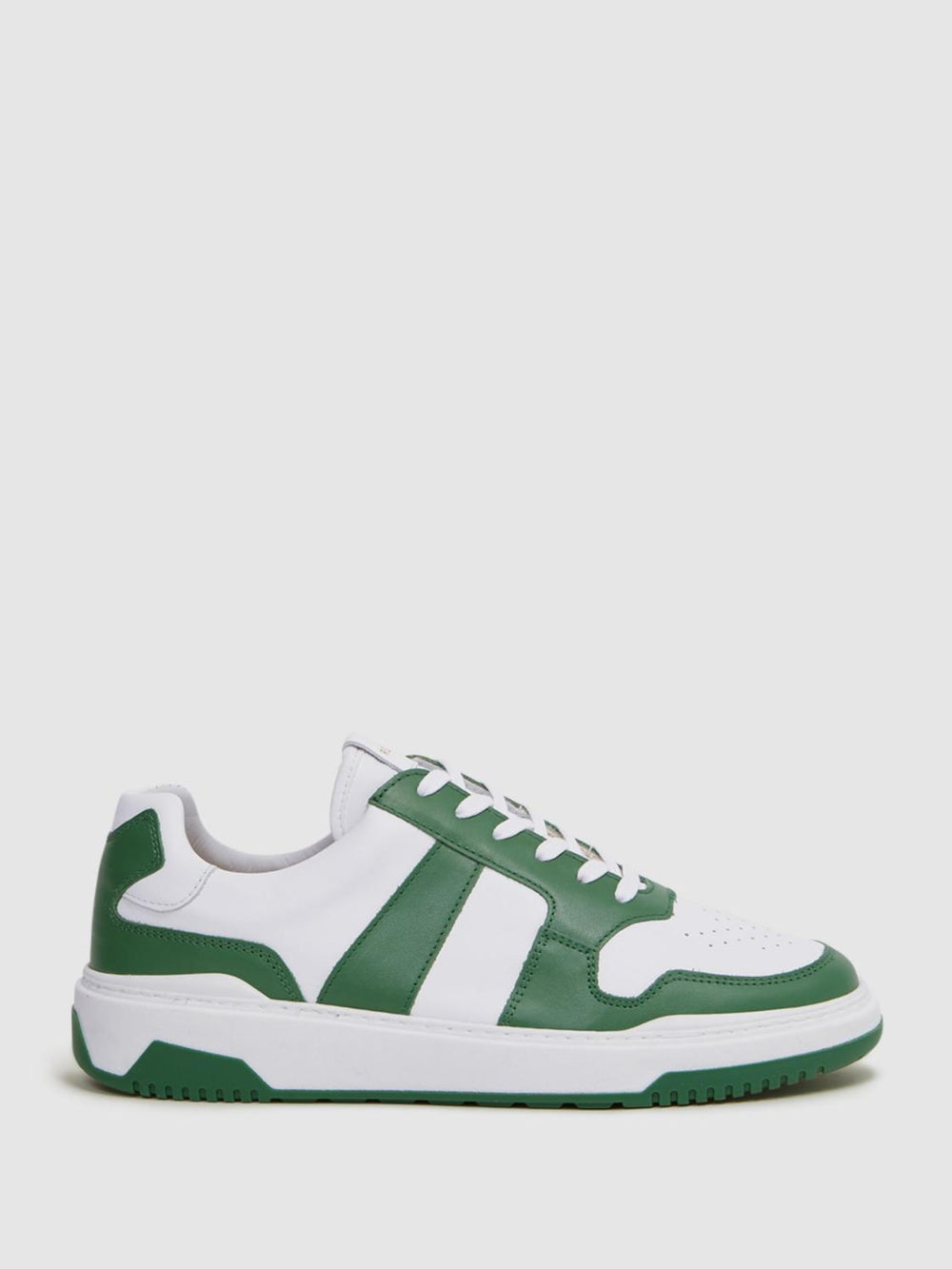 Reiss Casual Shoes | Arlo Low Top Leather Trainers Green - Men