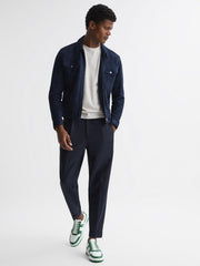 Reiss Casual Shoes | Arlo Low Top Leather Trainers Green - Men