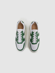 Reiss Casual Shoes | Arlo Low Top Leather Trainers Green - Men
