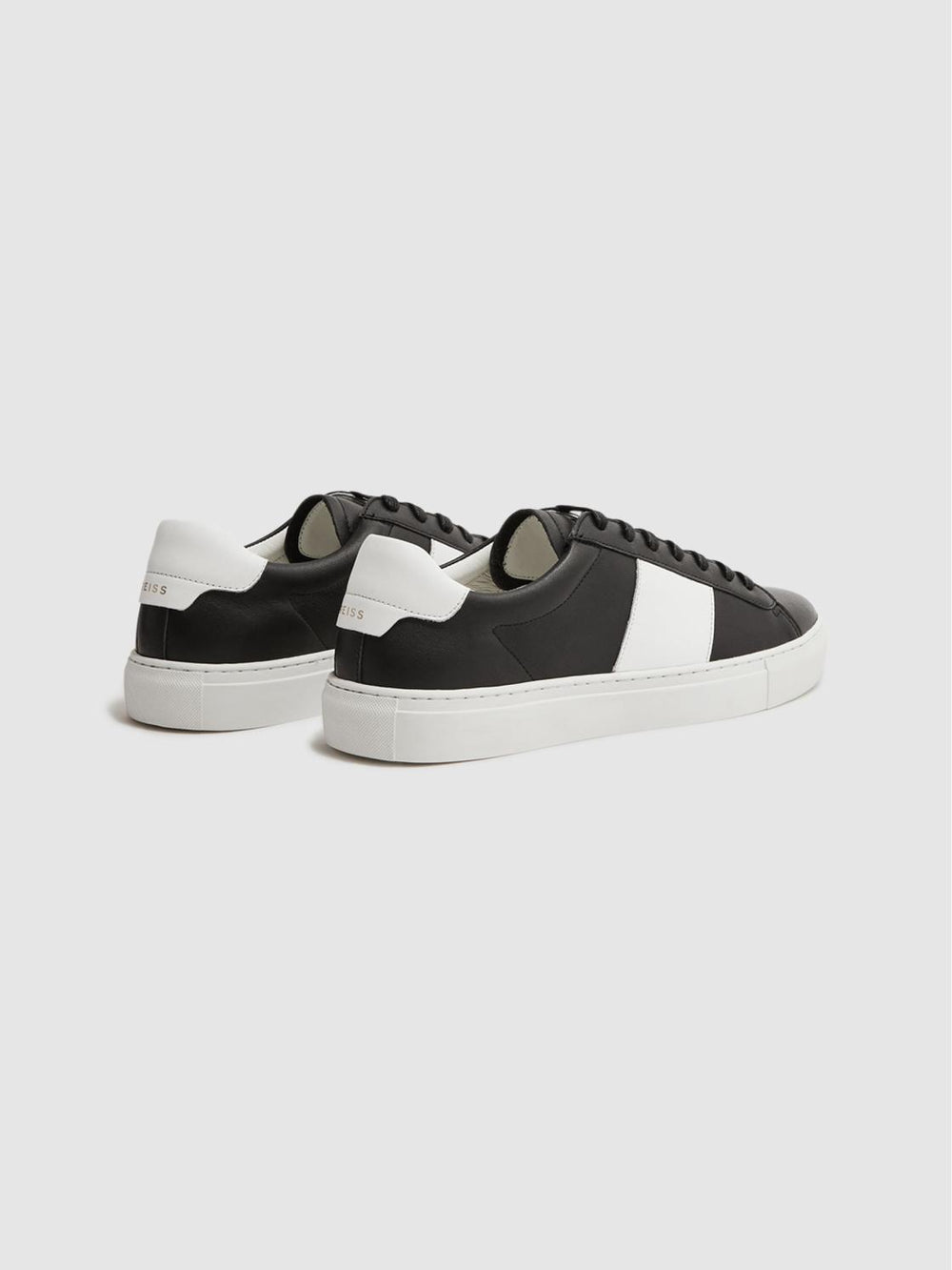 Reiss Casual Shoes | Finley Stripe Leather Trainers Black - Men