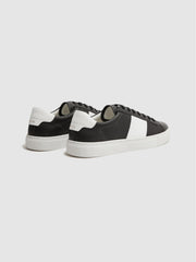 Reiss Casual Shoes | Finley Stripe Leather Trainers Black - Men
