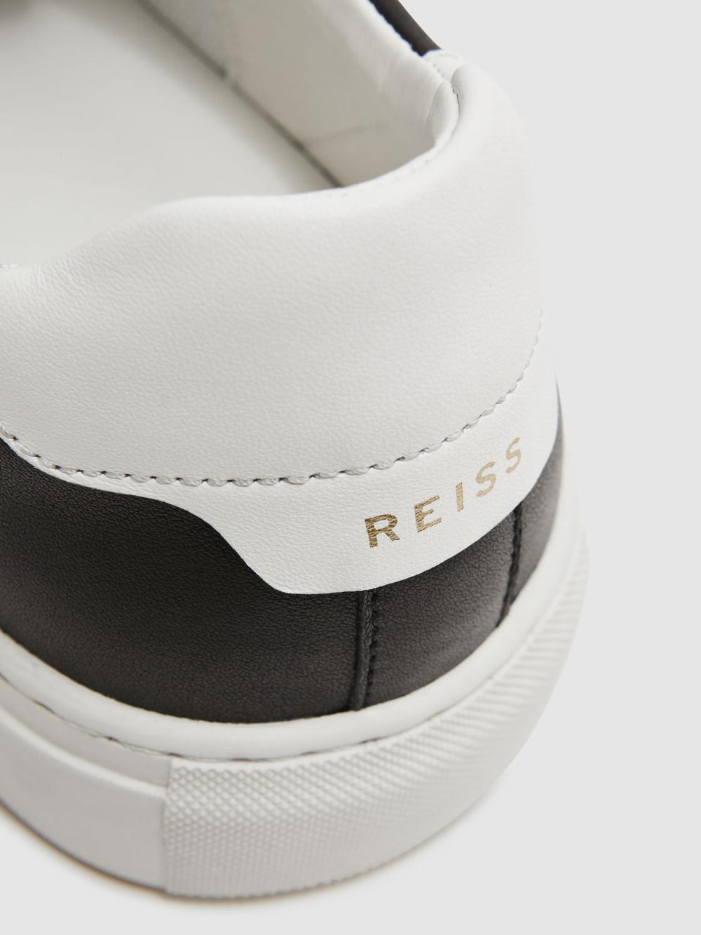 Reiss Casual Shoes | Finley Stripe Leather Trainers Black - Men