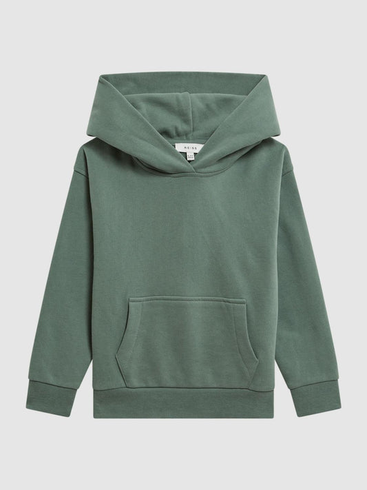 Reiss Co-Ords | Alexander Oversized Cotton Jersey Hoodie Fern Green - Children