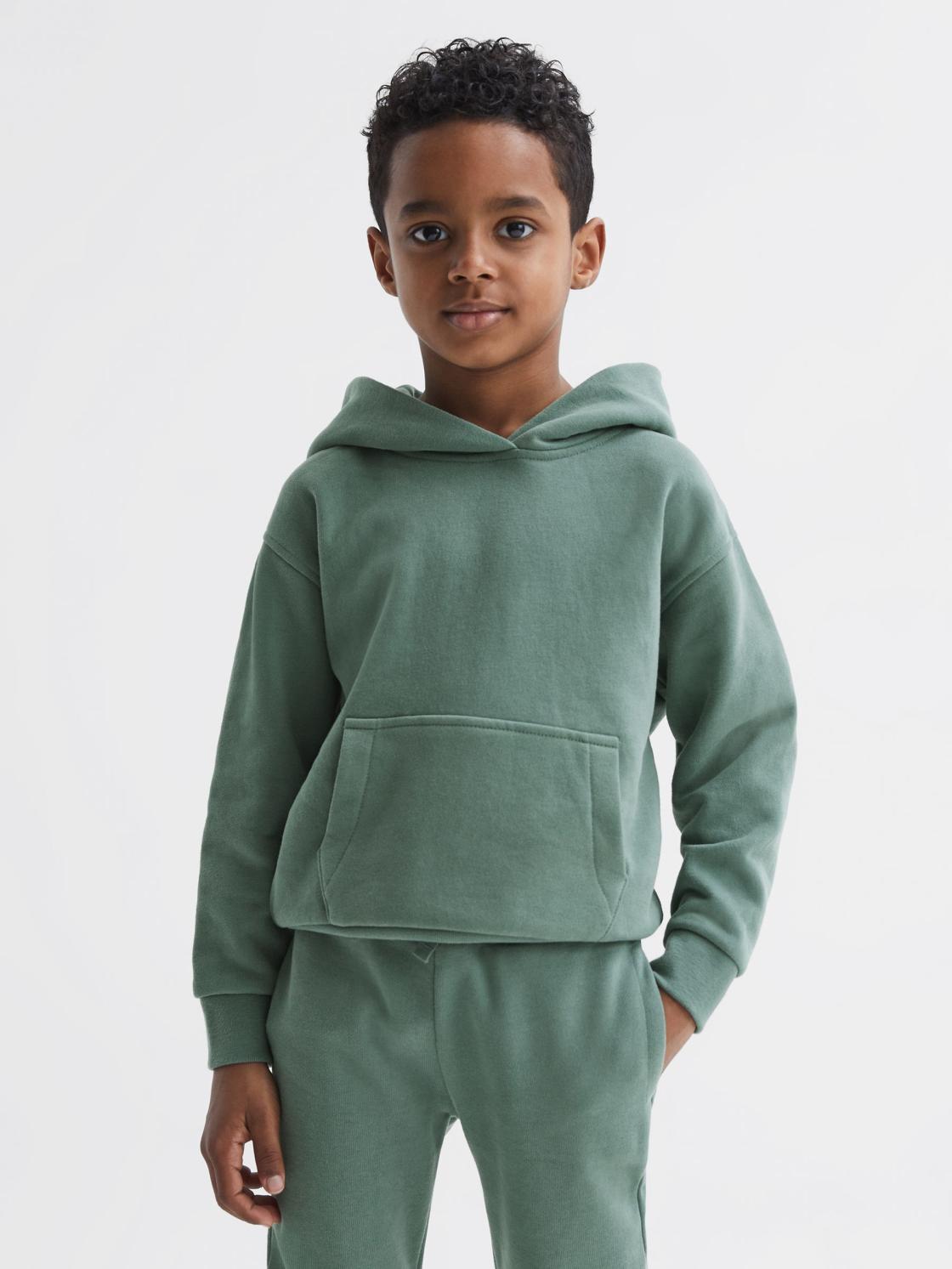 Reiss Co-Ords | Alexander Oversized Cotton Jersey Hoodie Fern Green - Children
