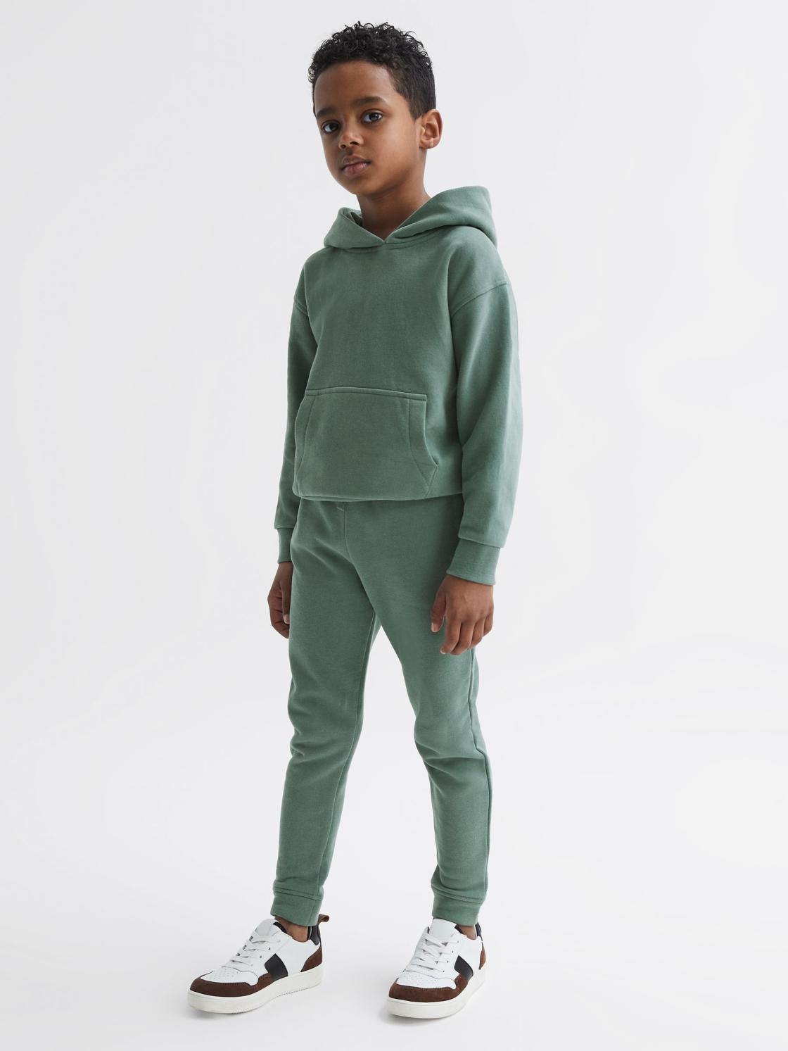 Reiss Co-Ords | Alexander Oversized Cotton Jersey Hoodie Fern Green - Children
