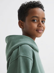 Reiss Co-Ords | Alexander Oversized Cotton Jersey Hoodie Fern Green - Children
