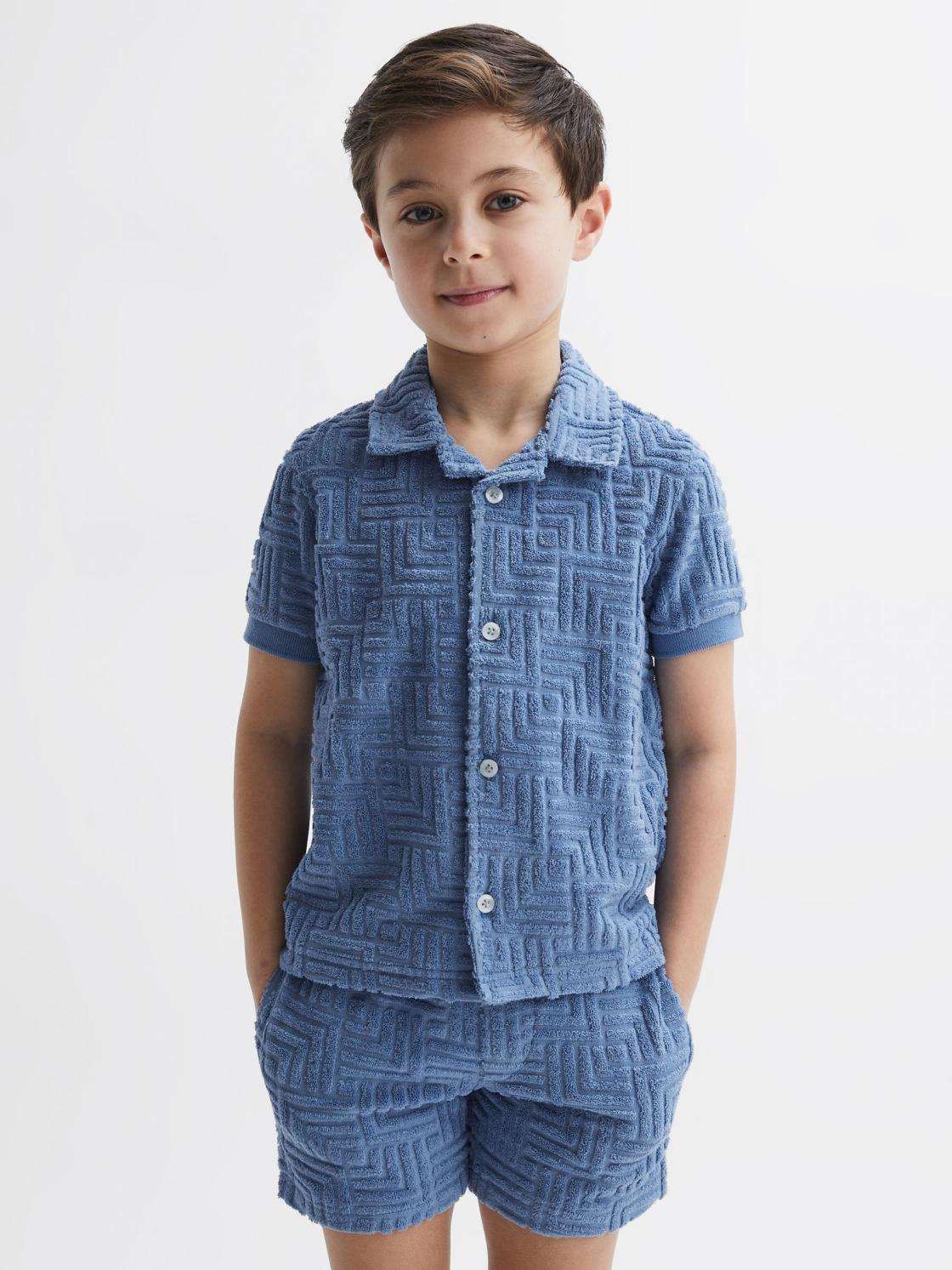 Reiss Co-Ords | Algarve Terry Towelling Shirt Airforce Blue - Children