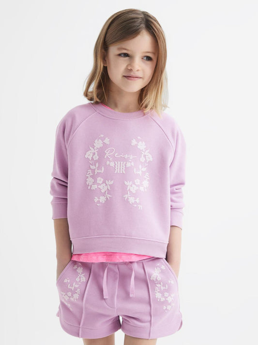 Reiss Co-Ords | Bessie Motif Crew Neck Jumper Lilac - Children