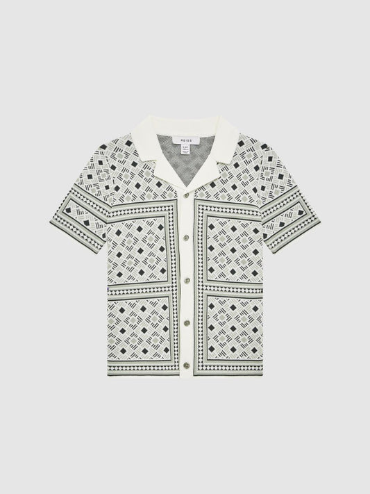 Reiss Co-Ords | Charmer Short Sleeve Cuban Abs Polo Shirt Sage - Children