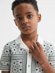 Reiss Co-Ords | Charmer Short Sleeve Cuban Abs Polo Shirt Sage - Children