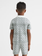 Reiss Co-Ords | Charmer Short Sleeve Cuban Abs Polo Shirt Sage - Children