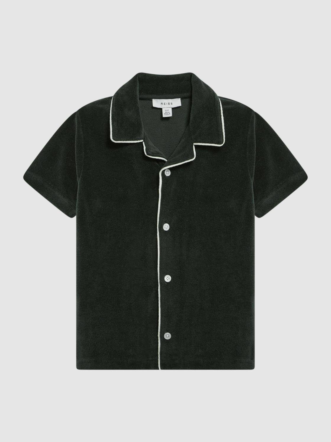 Reiss Co-Ords | Defoe Towelling Cuban Collar Shirt Green - Children