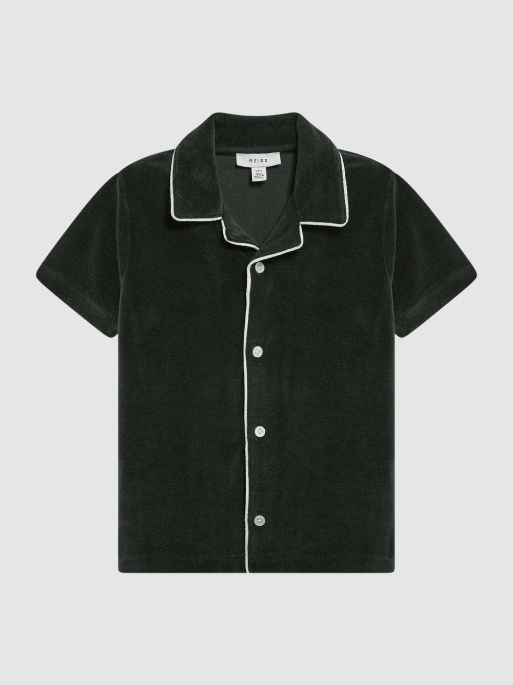 Reiss Co-Ords | Defoe Towelling Cuban Collar Shirt Green - Children