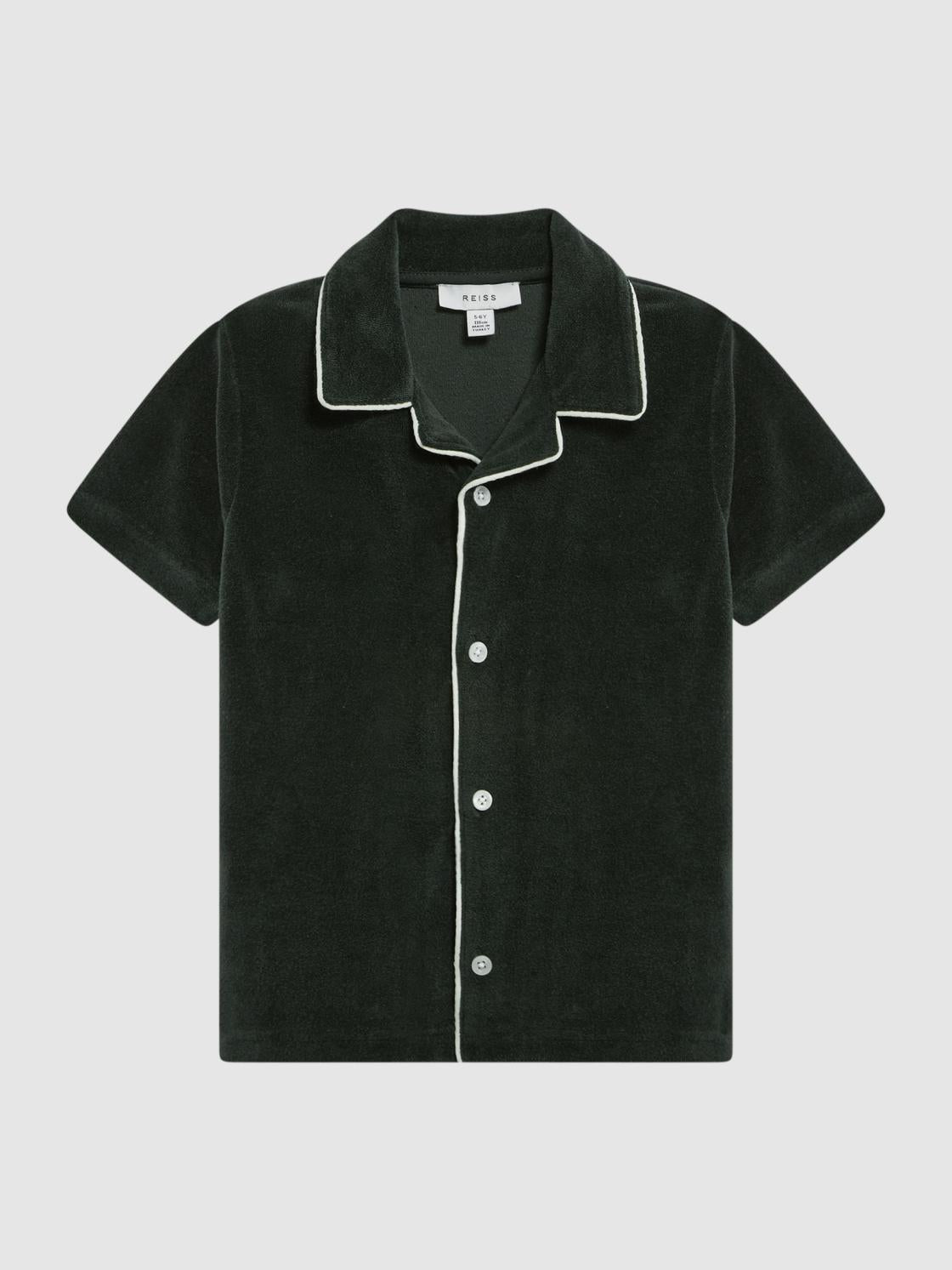 Reiss Co-Ords | Defoe Towelling Cuban Collar Shirt Green - Children