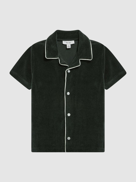 Reiss Co-Ords | Defoe Towelling Cuban Collar Shirt Green - Children