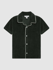 Reiss Co-Ords | Defoe Towelling Cuban Collar Shirt Green - Children