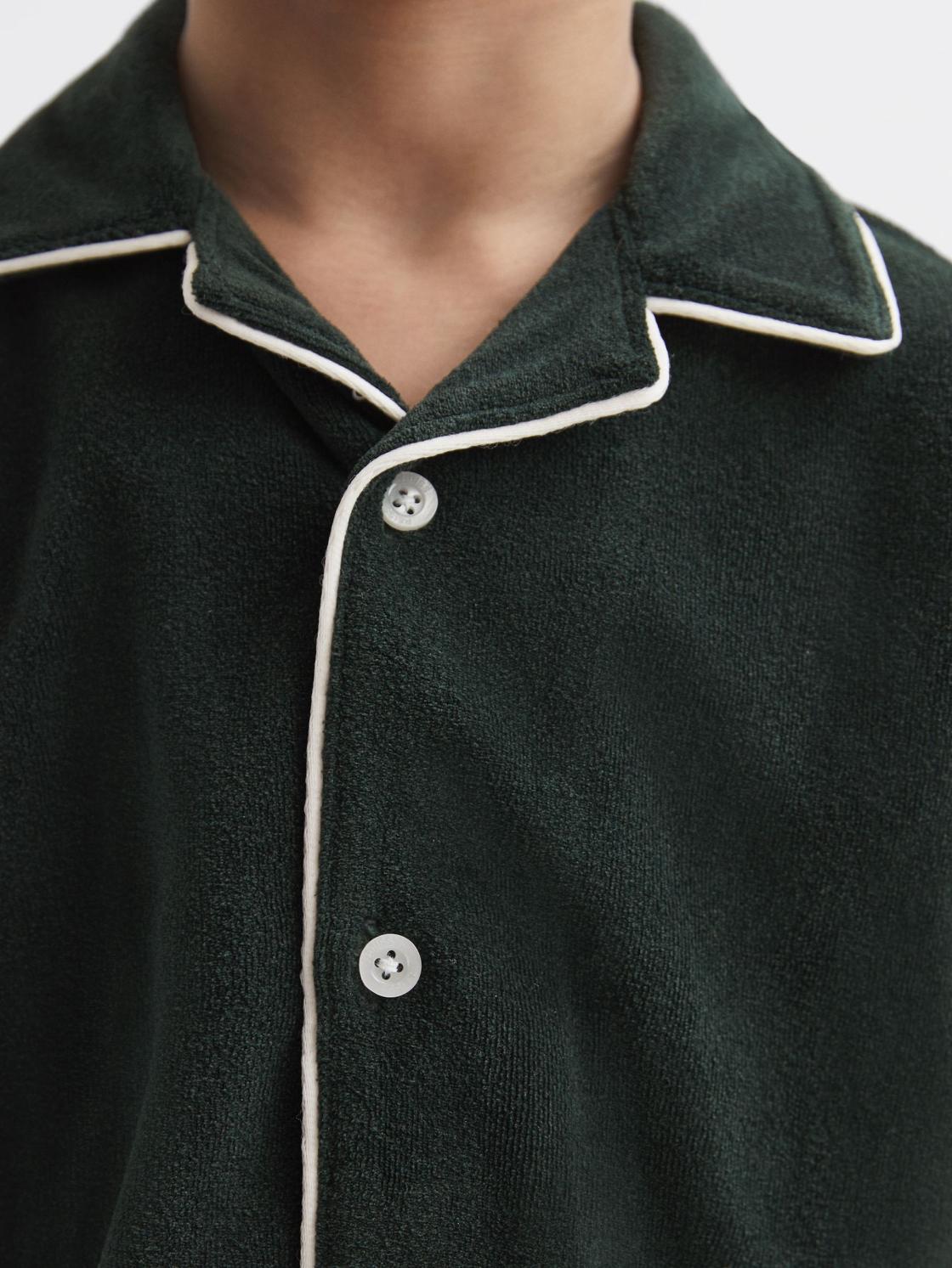 Reiss Co-Ords | Defoe Towelling Cuban Collar Shirt Green - Children