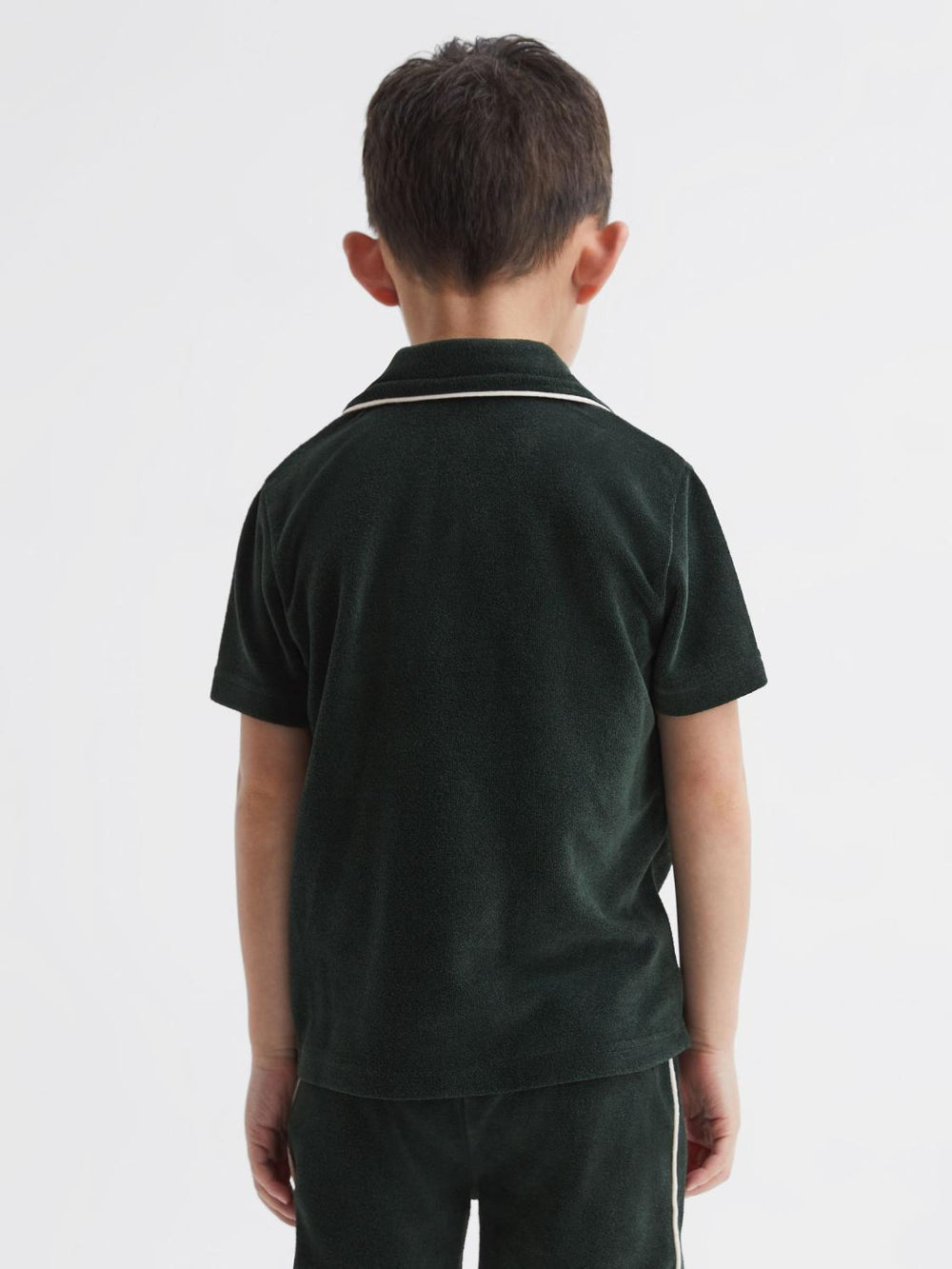 Reiss Co-Ords | Defoe Towelling Cuban Collar Shirt Green - Children