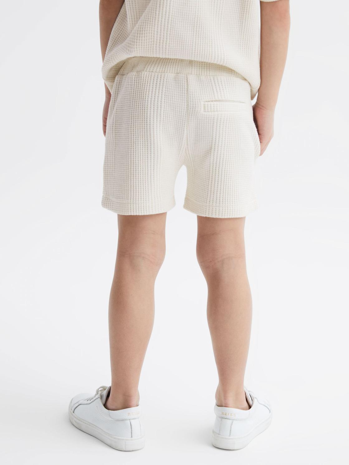 Reiss Co-Ords | Dexter Textured Drawstring Shorts Ecru - Children