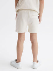 Reiss Co-Ords | Dexter Textured Drawstring Shorts Ecru - Children