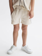 Reiss Co-Ords | Dexter Textured Drawstring Shorts Ecru - Children
