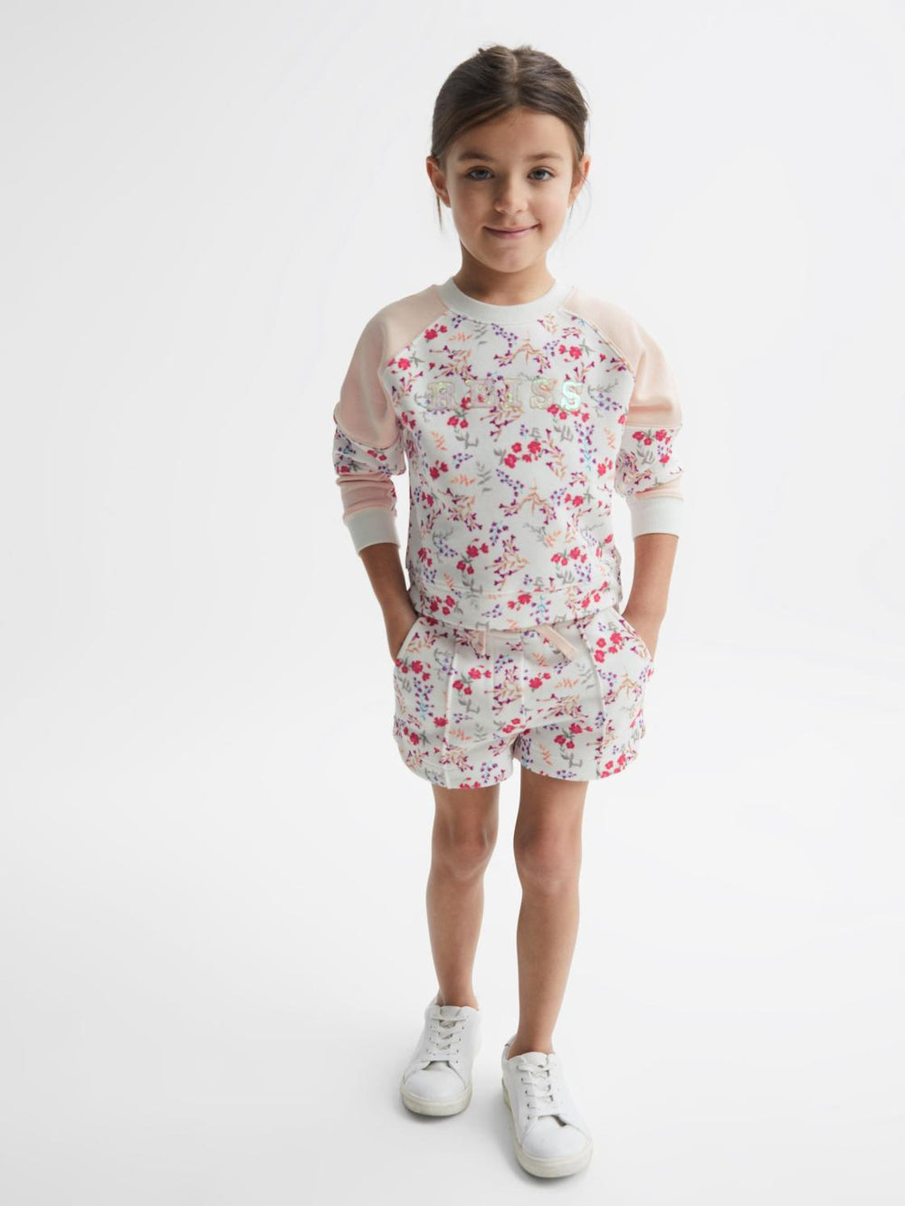 Reiss Co-Ords | Harper Relaxed Floral Printed Shorts Pink Print - Children